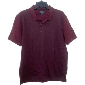 Arrow New York Mens Burgundy w/Black patten Polo Short sleeve Shirt Size XL NWOT